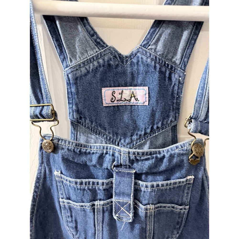 Vintage Baggy Cargo Carpenter Women's y2k Medium SLA Denim Jean Overalls - Picture 2 of 5
